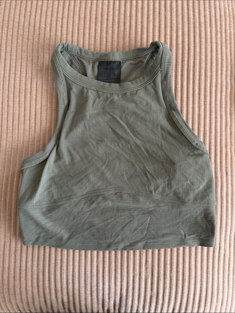 lululemon athletica Olive Ribbed High-Neck Crop Tank